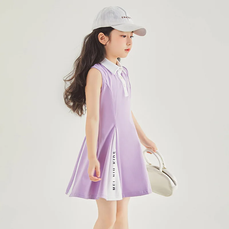 Детское платье-поло без рукавов ZOETOP корейское летнее цельное платье в стиле