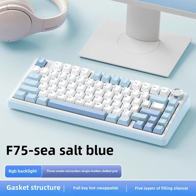 Aula f75 механическая беспроводная клавиатура для геймера bluetooth 5-10ico игровая teclado sem
