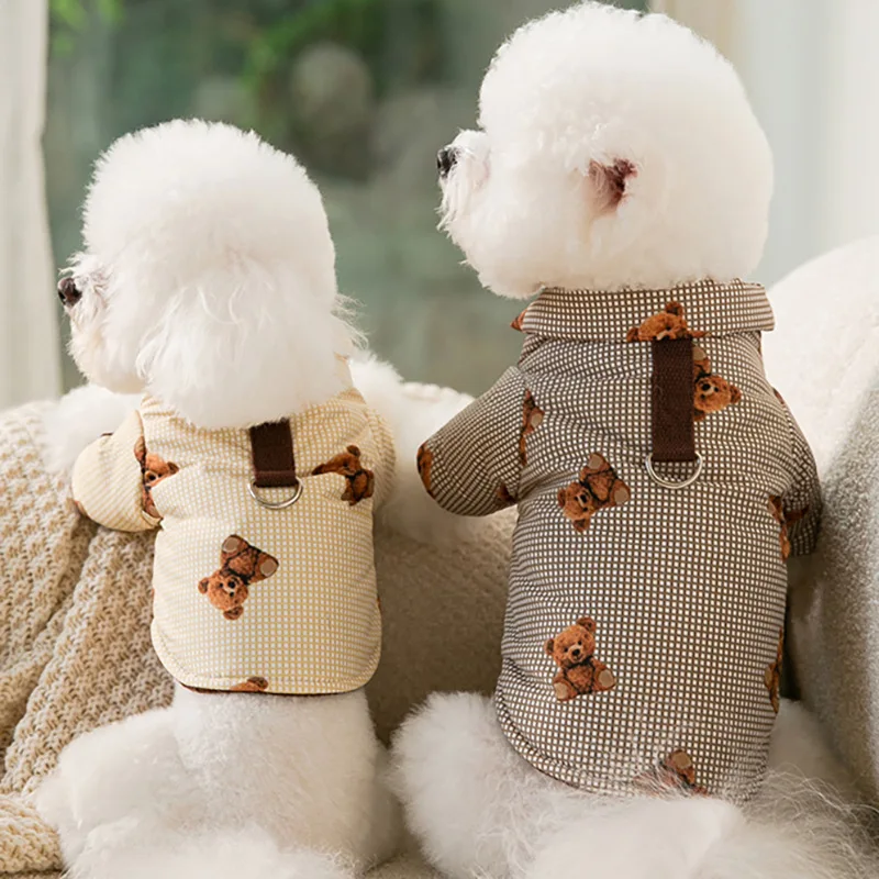 

Pet Cotton Clothes Autumn Winter Medium Small Dog Warm Coat Fashion Jacket Chihuahua Kitten Puppy Sweet Harness Bulldog Poodle