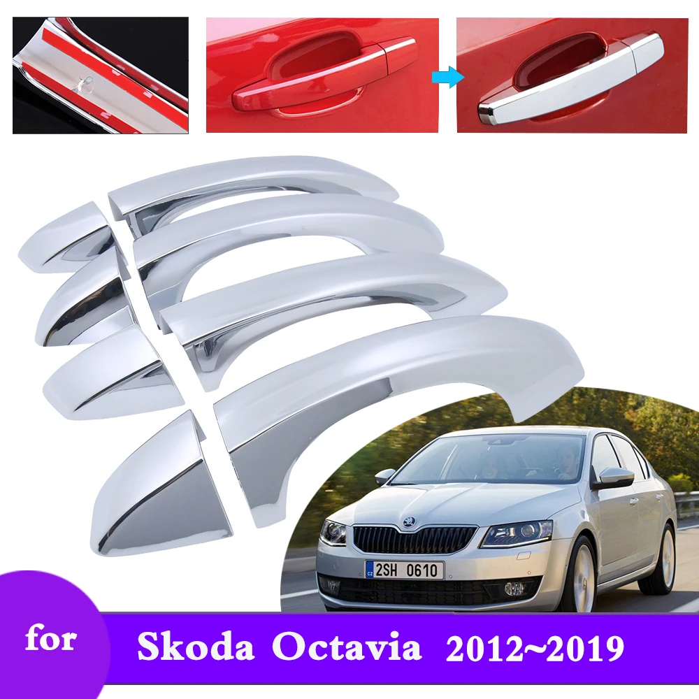 

Хром смарт-крышка дверной ручки для Skoda Octavia MK3 5E 2012 ~ 2019 Защитная Наклейка для стайлинга автомобильные Внешние аксессуары 2014 2016