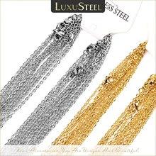 LUXUSTEEL 10Pcs/Lot Stainless Steel Chains 2mm/1mm O Shape Rolo Link Cuban Long Necklace For Women Pendant DIY Jewelry Wholesale