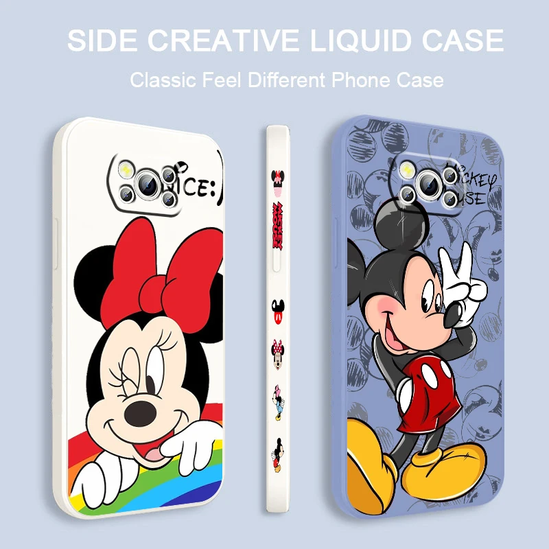 

Anime Love Minnie Mickey Art Phone Case For Xiaomi Mi Poco M5s M5 X4 X3 M4 M3 F4 F3 GT Pro NFC 5G Liquid Left Rope Cover