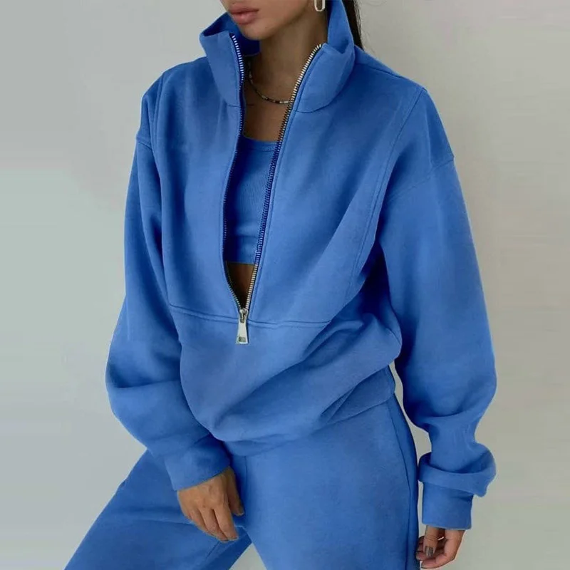 

New European and American Autumn Women's Fashion Fleece Sports Casual Suit