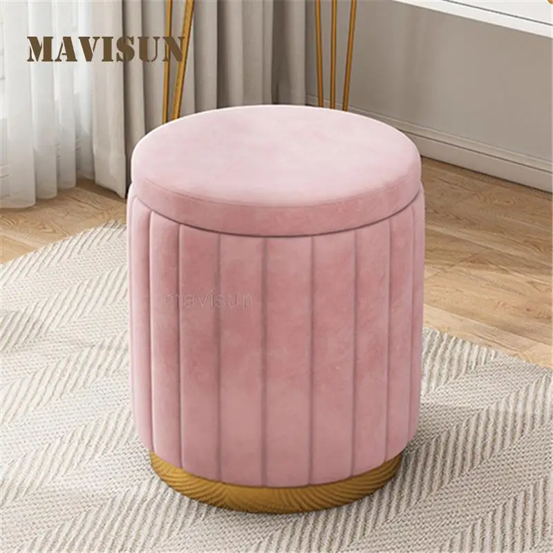 

Universal Stool Protective Thickened Solid Color Round Stool Thickened Elastic Knitted Round Seat Living Room Storage Chair