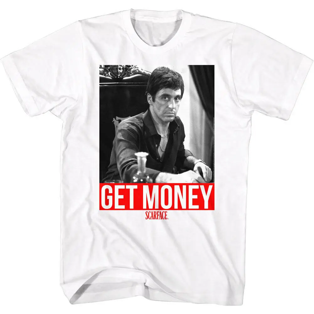 

Scarface Al Pacino Get Money Men'S T Shirt Tony Montana Mafia Gangster Movie Top Style Vintage Tees Short Sleeve T-Shirt Top Tee