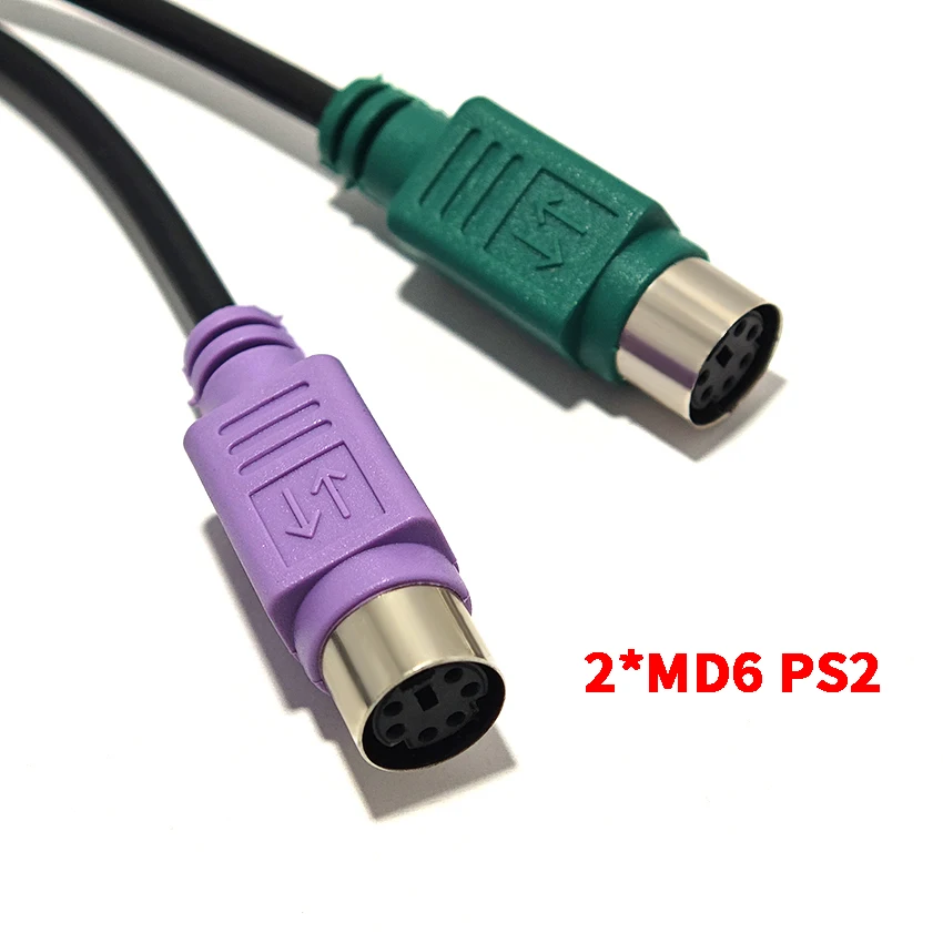 Фото Кабель-адаптер USB (штекер) - PS/2 (двойное преобразование) MD6*2, USB в интерфейс PS/2, для мыши и клавиатуры PS2 1/2, удлинительный кабель с круглым разъемом №3
