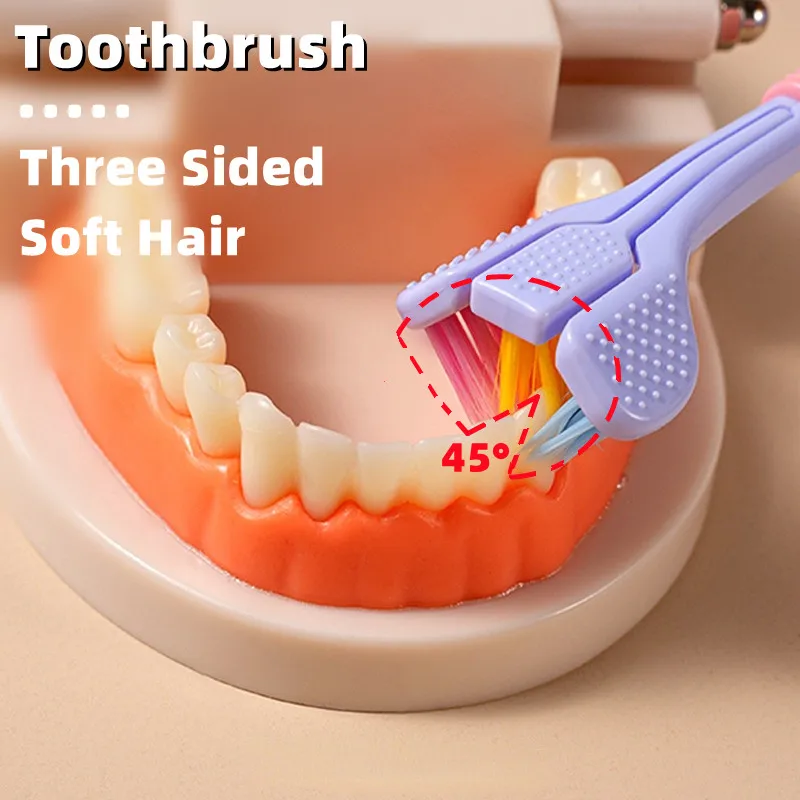 

Three Sided Soft Hair Tooth Toothbrush Ultra Fine Soft Bristle Adult Toothbrush Oral Care Safety Teeth Brush Oral Health Cleaner