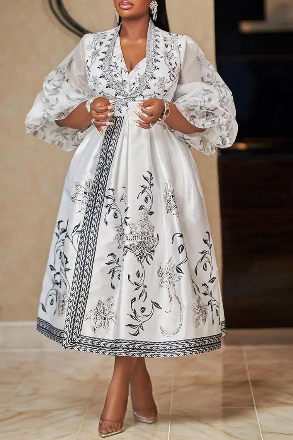 Плюс размер Деловые повседневные белые атласные платья миди с запахом и