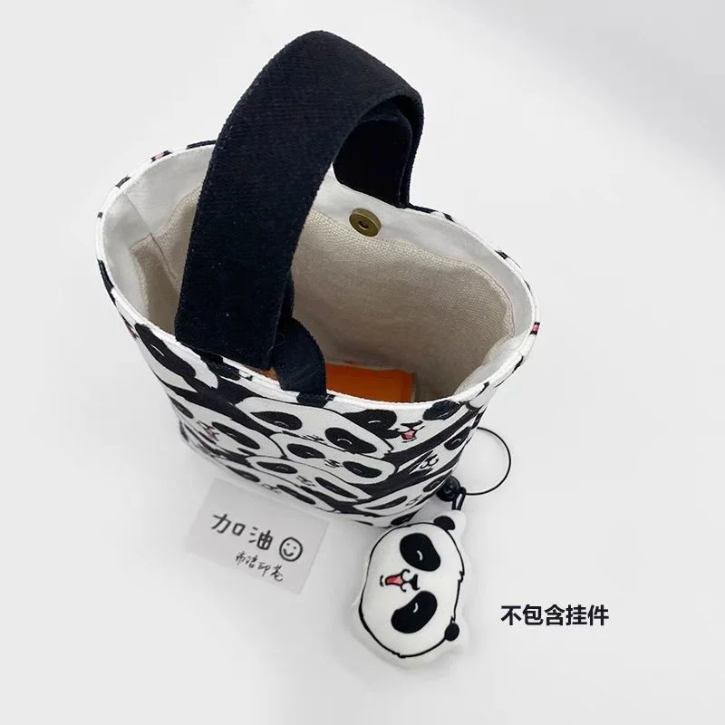 Cartoon Handheld carry bags, canvas bucket bags, cute panda portable cup bags, Diaper Coin Case Mini Stuffs Carry