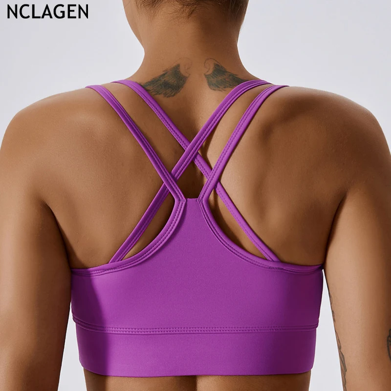

NCLAGEN Gym Spring Training Running Fitness Yoga Bra Tight Sports Bra Women Workout Sexy Breathable High Elastic Push-up Vest