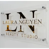 Custom Laser Cut Mirror Acrylic Business Logo Sign On Acrylic With Stand Offs Personalied name sign logo storefont clear sign