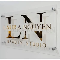 custom laser cut mirror acrylic business logo sign on acrylic with stand offs personalied name sign logo storefont clear sign
