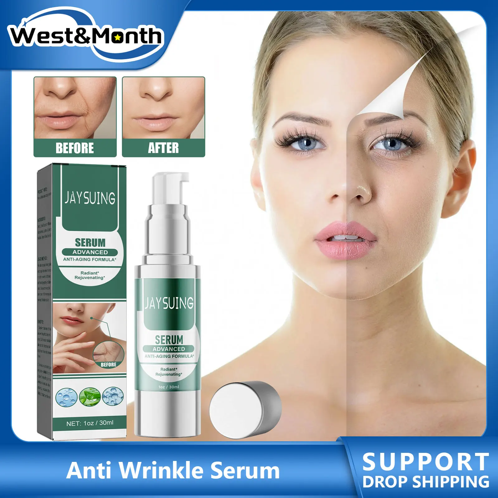 

Anti Wrinkle Serum Deep Moisturizing Hydration Fade Fine Lines Lifting Firming Brightening Nourishing Facial Tender Skin Essence