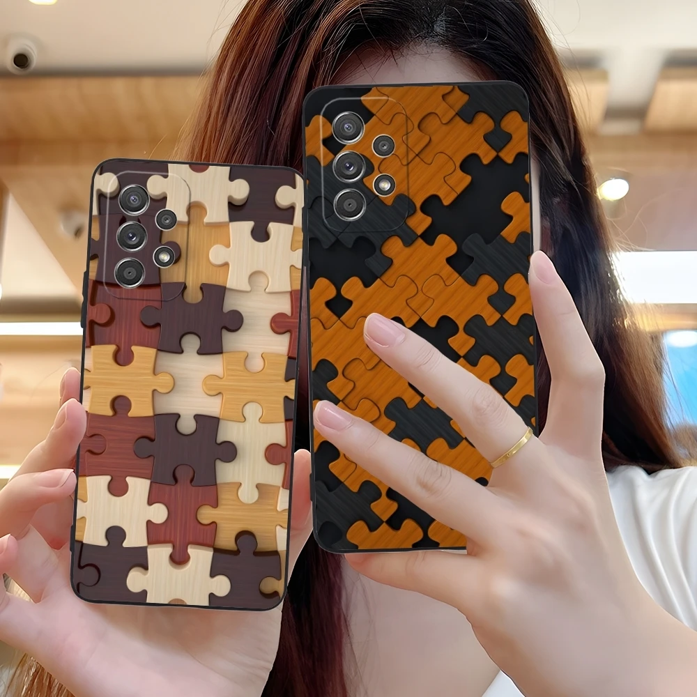 Puzzle Pretty Fashion Mobile Cell Phone Case for Samsung Galaxy A91 73 71 70 54 53 52 34 24 23 21 S 5G Black Cover Shell