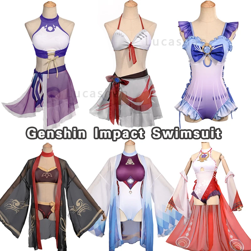 

Genshin Impact Swimsuit Hu Tao Ganyu Raiden Shogun Sangonomiya Kokomi Yae Miko Tartaglia Keqing Cosplay Costume Women Swimwear