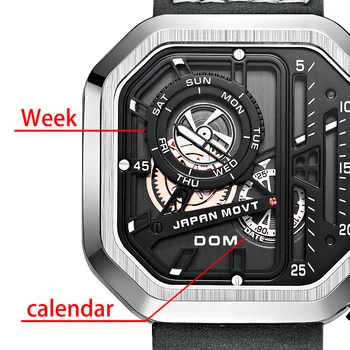 DOM WATCH MAN Fashion Creative Chronograph Calendar Quartz Skeleton Punk Wind Waterproof Men's Watch Free Shipping 5