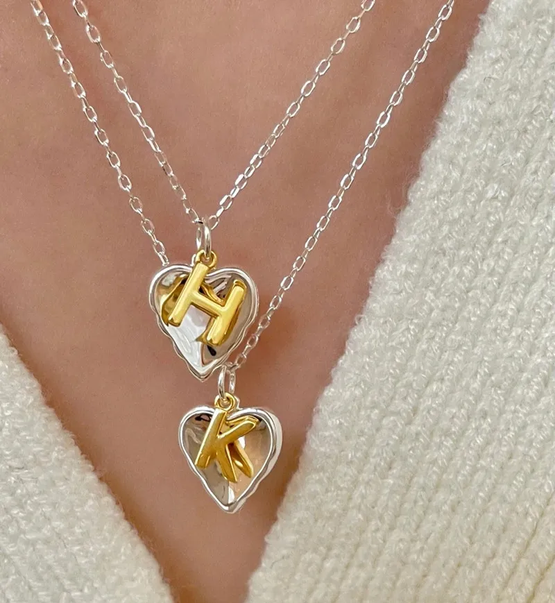 

Великолепное двухцветное женское ожерелье с подвеской в форме сердца, дизайнерское ювелирное изделие, подарок для вечеринки в Корейском ст...