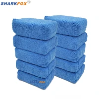 rectangular microfiber applicator and cleaning pads waxing sponge blue and gray car care microfibre wax polishing
