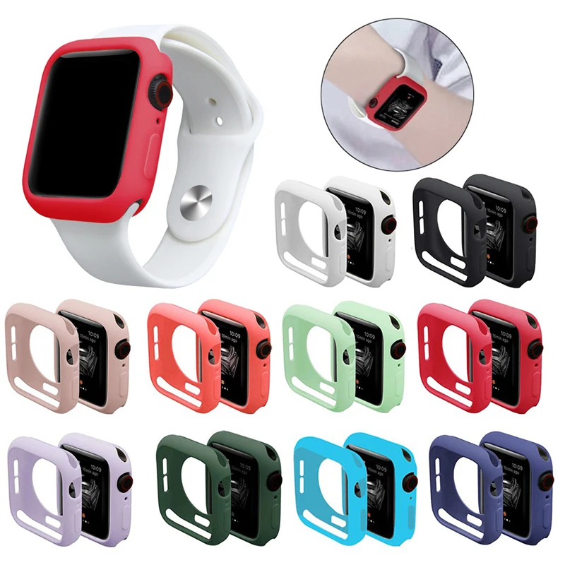 

Cover For Apple Watch 7 SE 6 5 4 3 2 1 Soft Silicone Case For iWatch Series 38mm 40mm 41mm 42mm 44mm 45mm Bumper Accessories