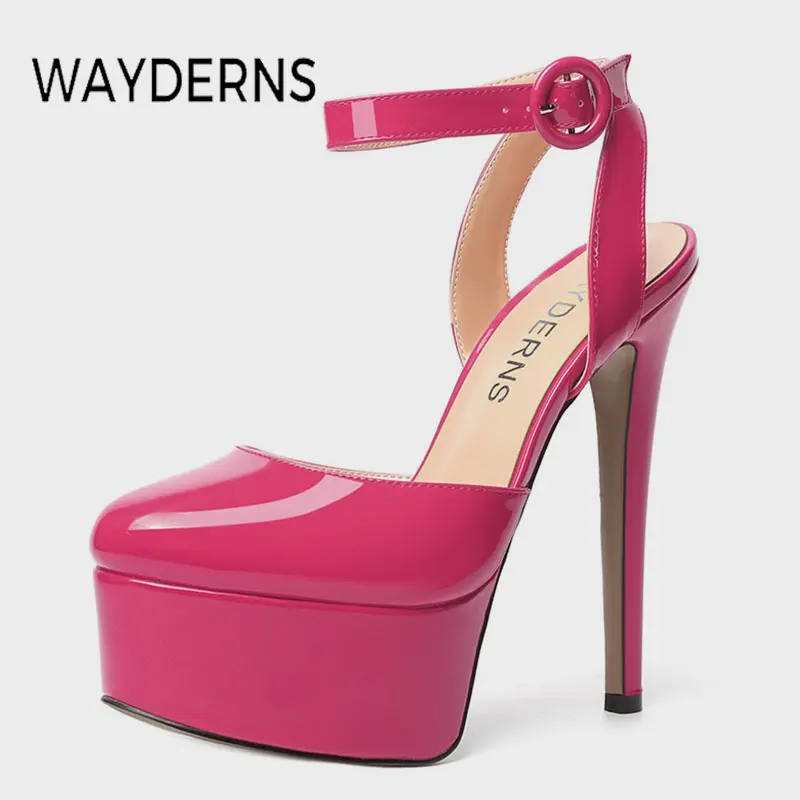 

WAYDERNS Ins New Women Sandals Platform Thin High Heels Summer Women'S Shoes Fashion Ankle Trap Ladies Footwear Size 35-43