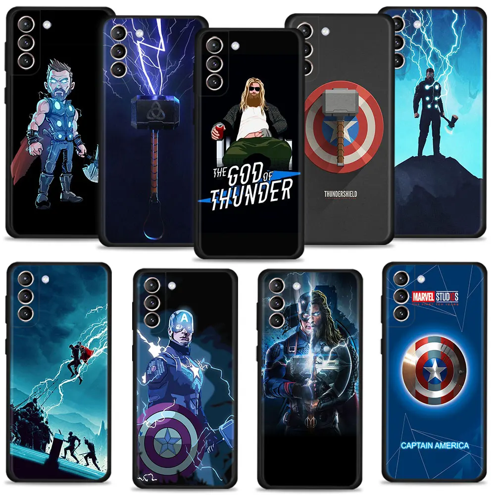 

Marvel Thor Captain America Hammer Case For Samsung Galaxy S22 S21 S20 FE Ultra S10 S9 S8 Plus S10e Note 20Ultra 10Plus Shell