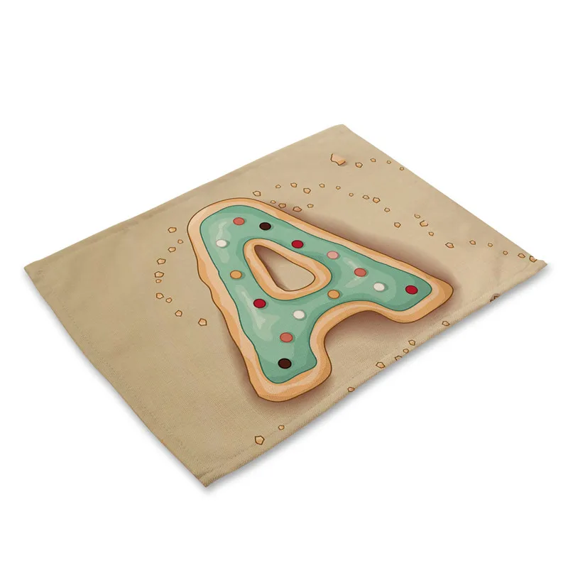 

Creative Alphabet Pattern Placemat Dining Table Mat letter Cotton Linen Drink Coaster Cup Mat 42*32cm Kitchen Accessories