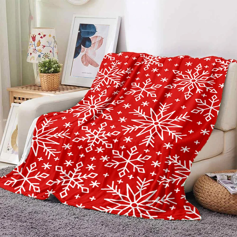 

snowflake christmas Soft film Plush Sofa Bed Blankets Modern Flannel Blanket Cover Gedruckt Bettdecke new year Throwing Cartoon