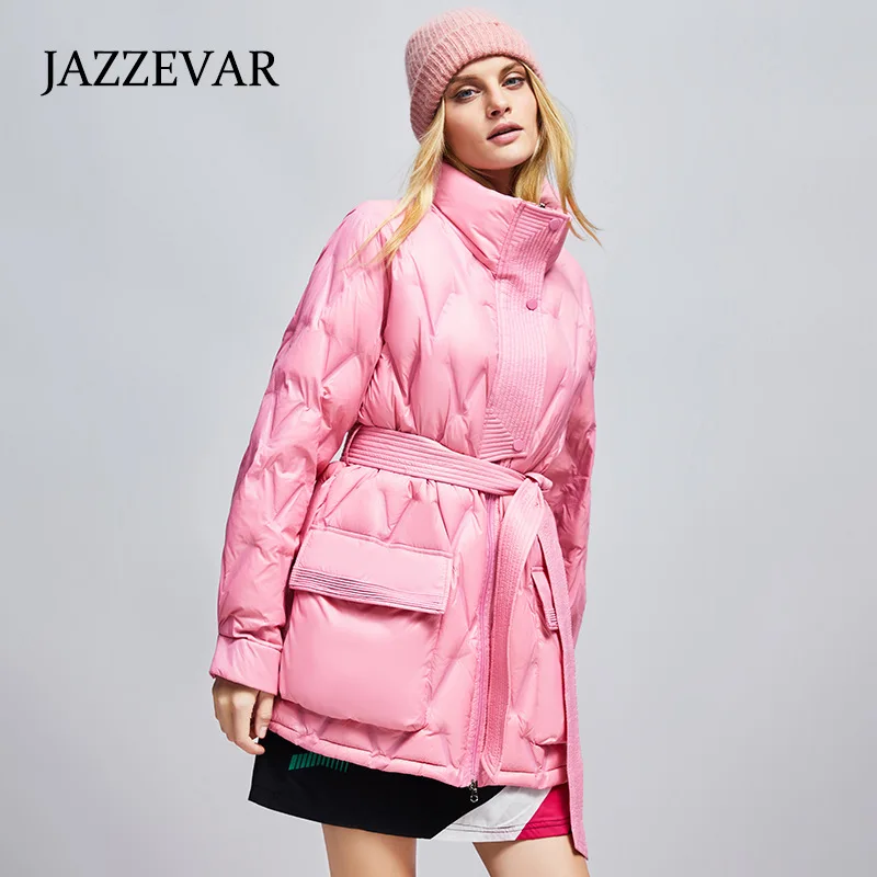 JAZZEVAR Ultra Light White Eiderdown Women's Down Jacket New Winter 2022 Stand-up Collar Ringer Warm Coat
