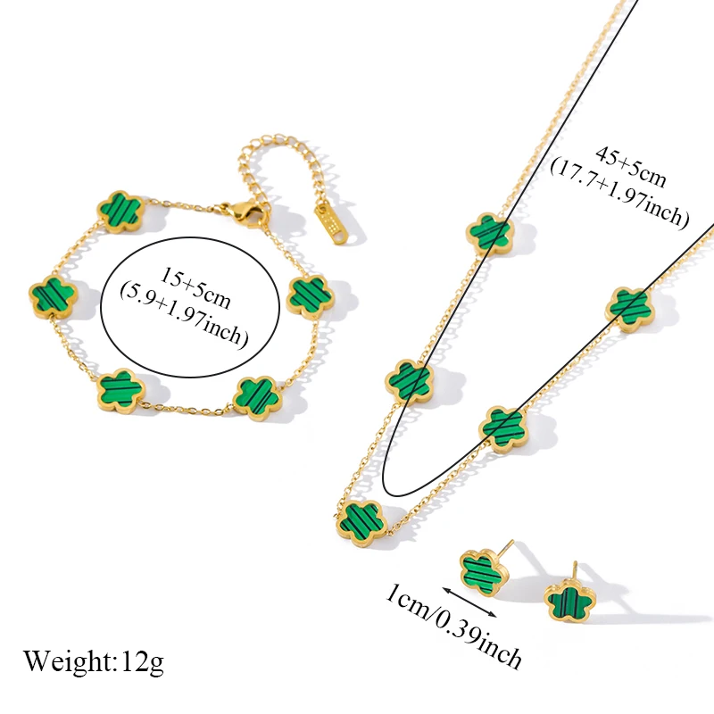 GANEMLY из нержавеющей стали ожерелье с зелеными растениями и цветами серьги