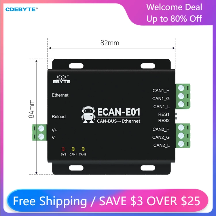 

CDEBYTE CAN2.0 To Ethernet CANBUS To RJ45 Ethernet Data Converter ECAN-E01 2 Way Transparent Transmission Cloud Transmission