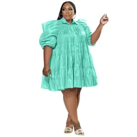 plus size dresses 3xl 4xl 5xl 2022 summer dress lapel pleated mid sleeve fashion casual womens large size dress for women