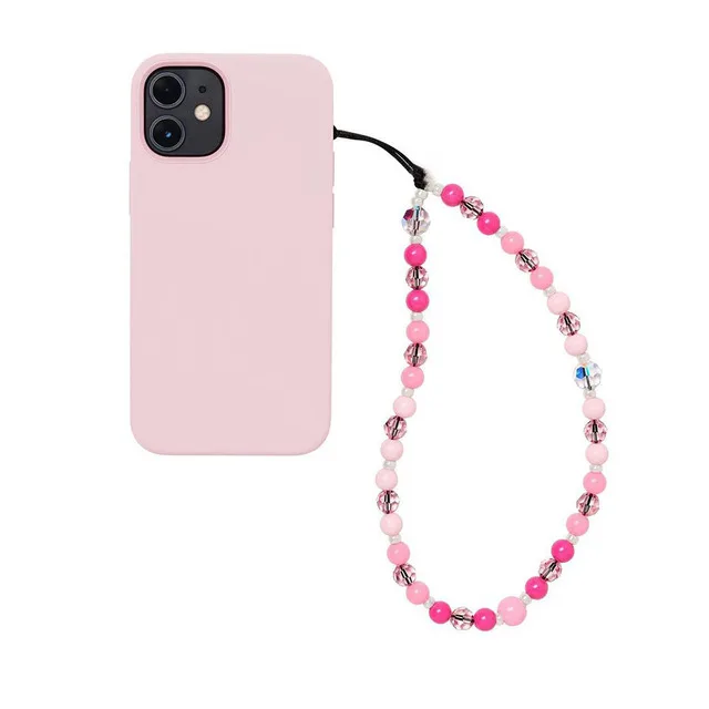Simple Mobile Phone Chain Straps Charm Pink Bowknot Acrylic Imitation Pearl Phone Lanyard Anti-Lost Ladies Jewelry Accessories