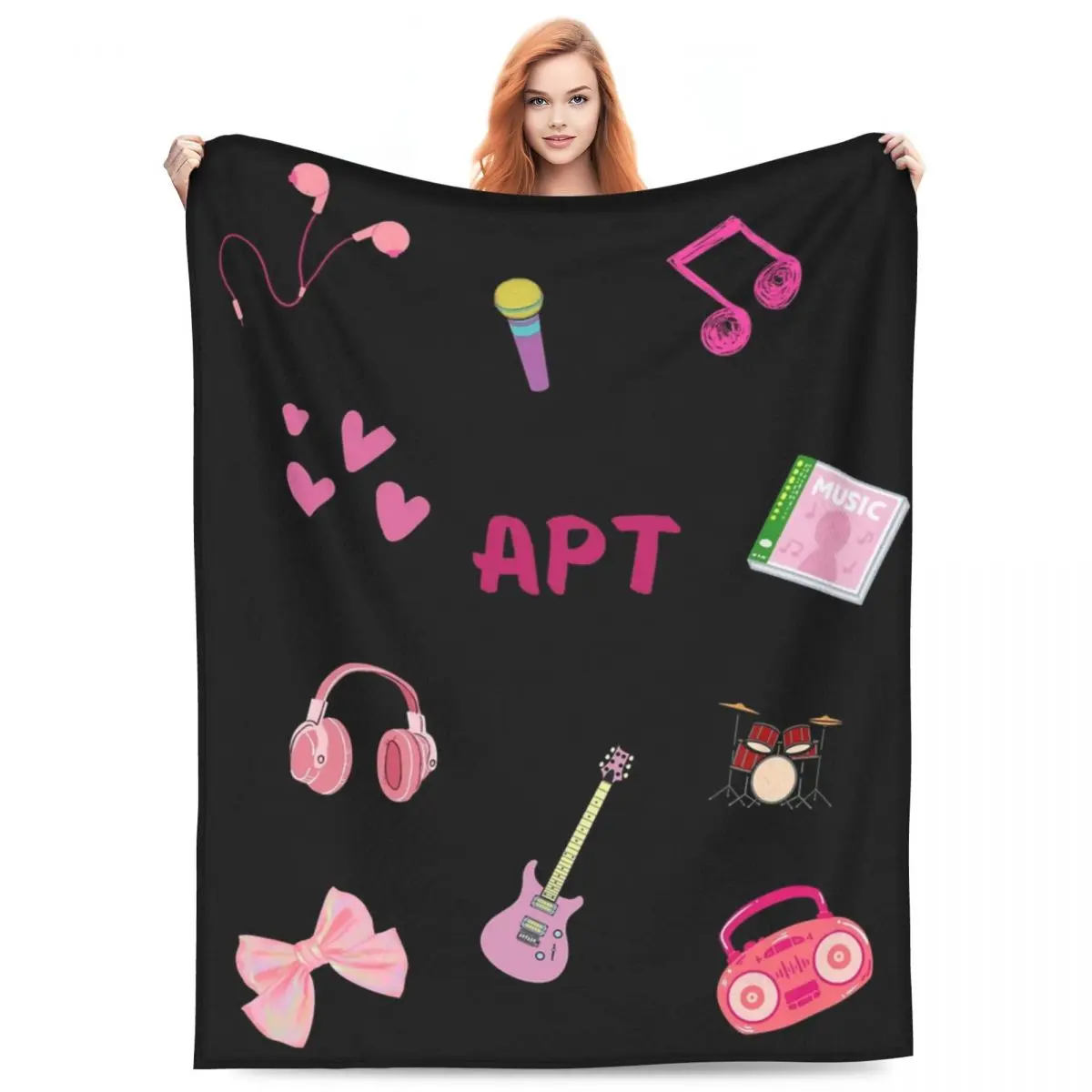 ROSE Bruno Mars APT Apateu Одеяло с бархатным принтом Многофункциональное мягкое одеяло для