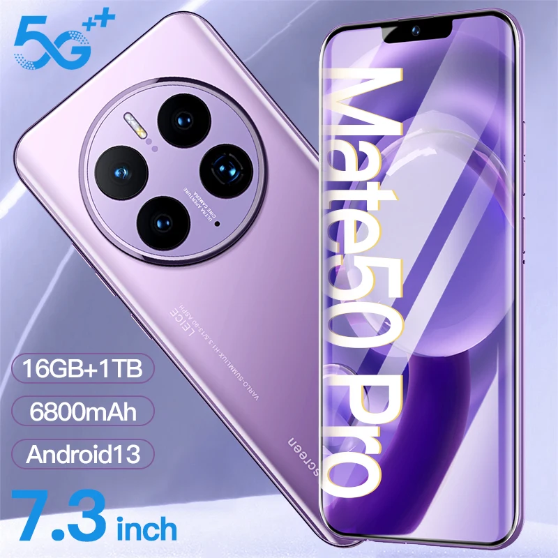 

Смартфон глобальная версия Mate 50 Pro, 16 ГБ, 1 ТБ, 7,3 дюйма, HD экран, мобильный телефон, смартфоны Android 13, сотовые телефоны с двумя SIM-картами