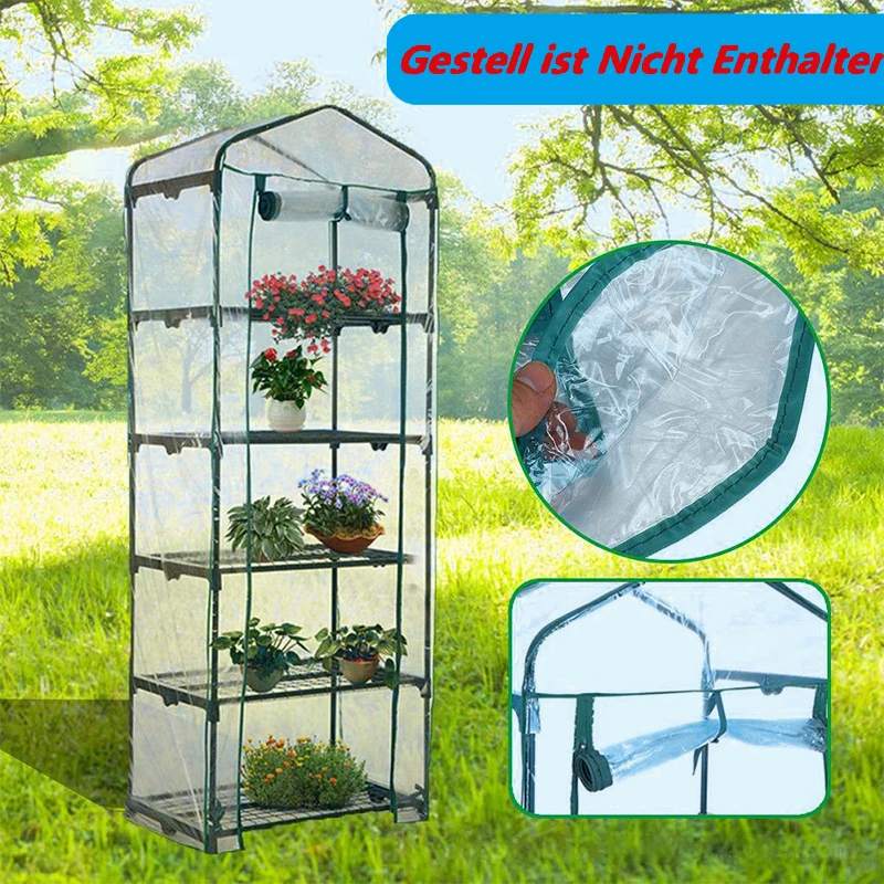 

PVC Plant Greenhouse Cover Warm Garden Tier Mini Household Waterproof Anti-UV Protect Garden Plants Flowers (without Iron Stand)