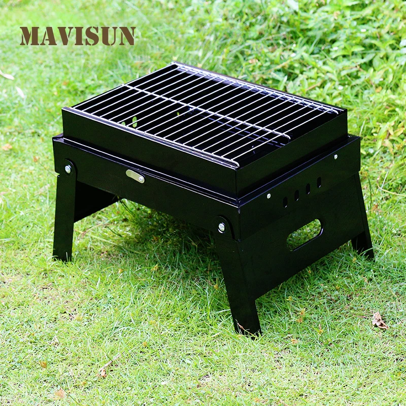 

Camping Barbecue Stove Charcoal Grill Portable Folding Stainless Steel Paint Outdoor Family Picnic Grill Black Household Light