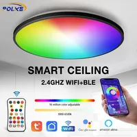 RGB Smart LED Ceiling Light 24WRound Black Mobile Phone APP RF Remote Control AC110V220V 16Million Light Colors for Family Party