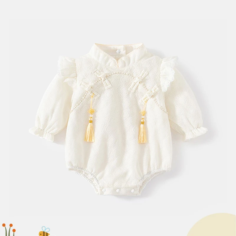 

2023 New Baby Spring Clothes Sets For Newborn Girls Chinese Retro Style Romper Cute Summer Costume 0 to 12 Months Free Shipping