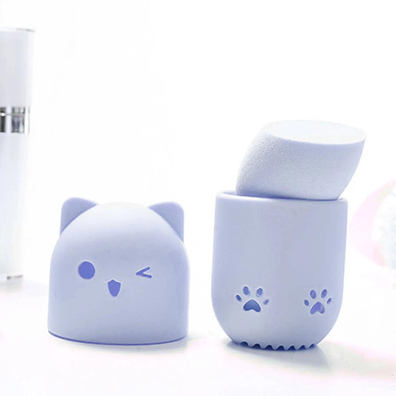 

Cute Makeup Sponge Storage Box Dustproof Silica Gel Puff Storage Box Cosmetic Sponge Drying Case Egg Puff Holder Accessories