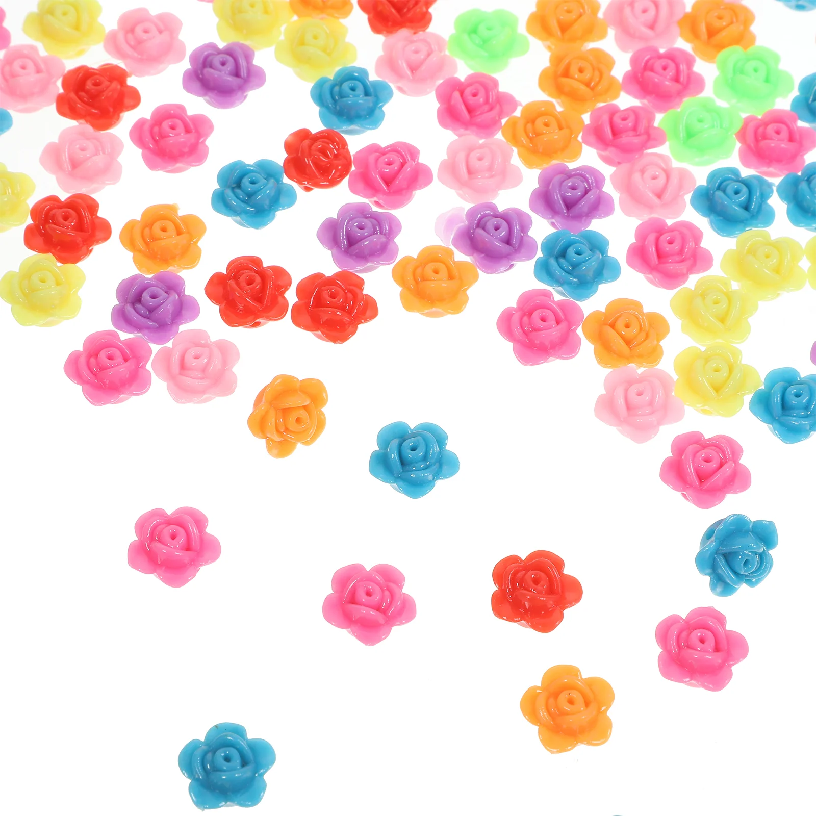 

300pcs Rose Beads Loose Flower Spacer Beads Detailed Carved Loose Prayer Beads for Jewelry Making