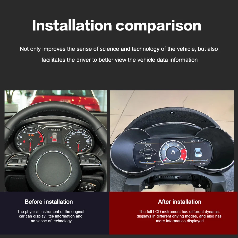 Улучшенный QLED-экран в кабине 12 3 дюйма для Audi A3 2014-2020 ЖК-дисплей цифровой