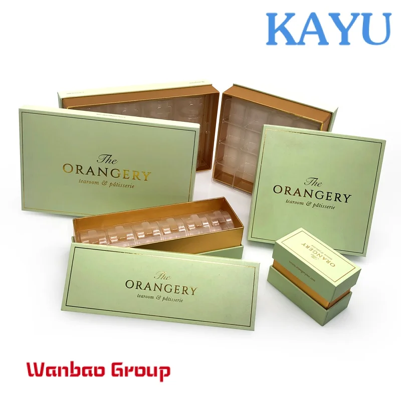 Custom Printed Chocolate Food Box with Plastic Luxury Paper Food Macaron Box Gift Packaging for Truffle Chocolate Sweet