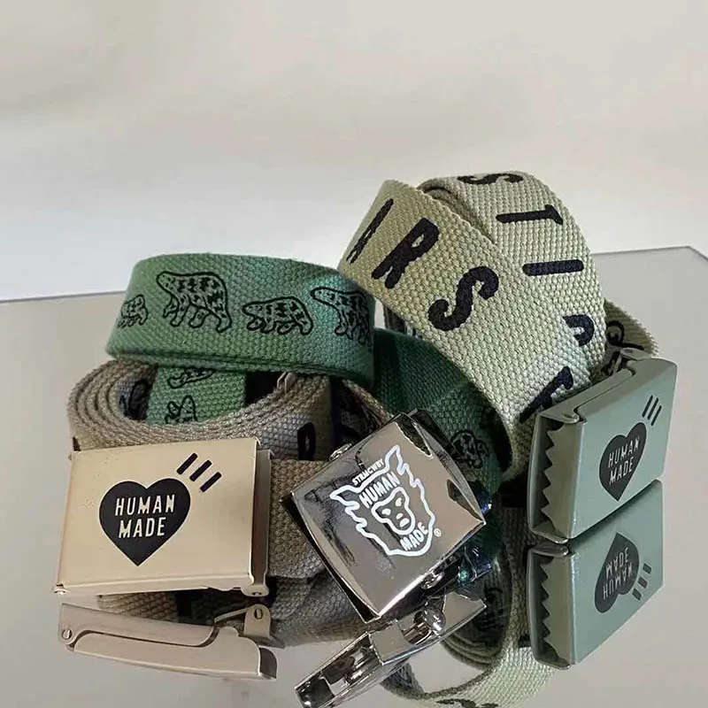 

HUMAN MADE Belt Tiger Metal Buckle Men Women 1:1 Human Made Polar Bear Print Wear Safety Belt