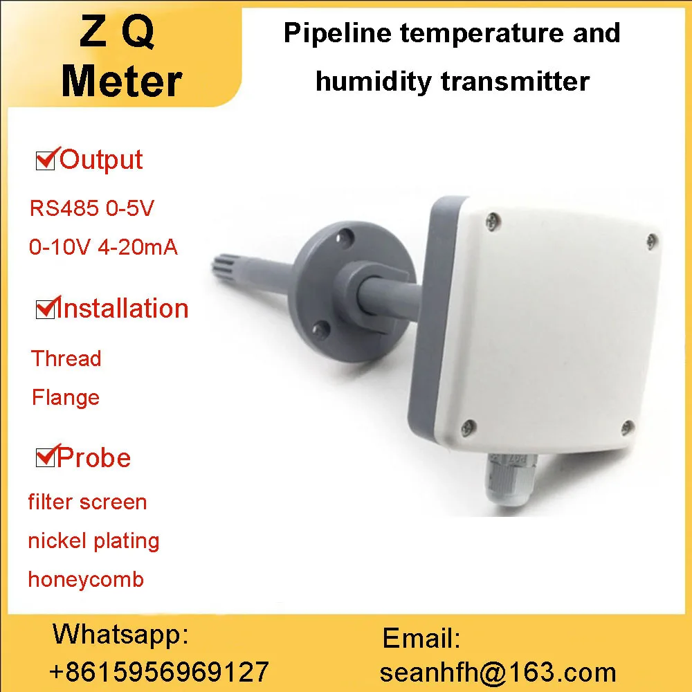 

Air duct temperature and humidity sensor pipeline temperature and humidity transmitter 0-10V/4-20mA/RS485 high precision