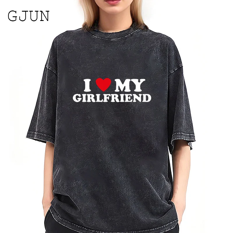 

Футболка с надписью «I Love My Girl», «I Heart My Girl», потертая футболка для мужчин, летние футболки с коротким рукавом, модная винтажная мужская одежда