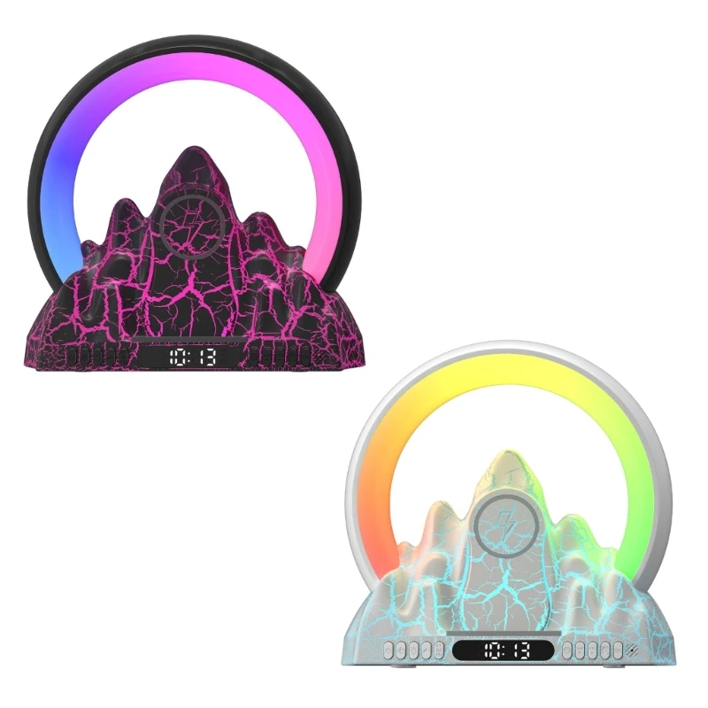 

Декоративный светильник с динамиком, прикроватный светильник с беспроводным зарядным устройством и часами, атмосферное материал