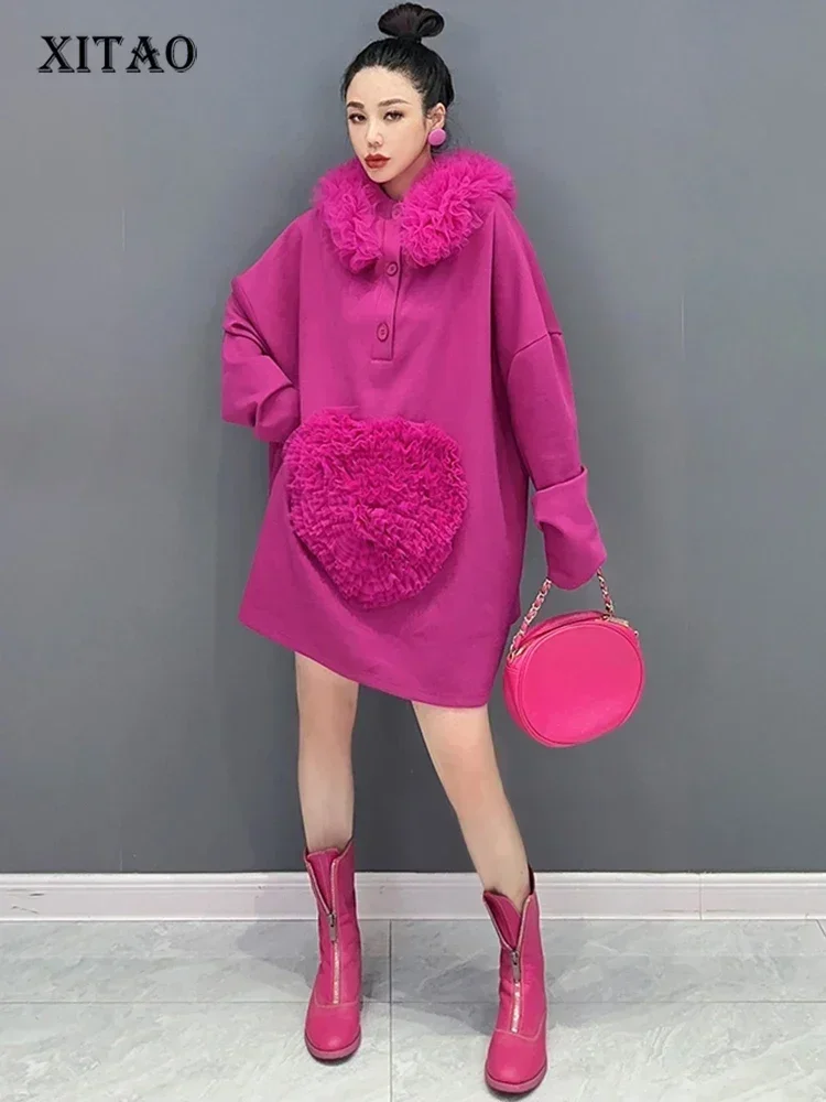 

XITAO Hooded Patchwork Mesh Sweatshirt Full Sleeve Loose Fashion Casual 2023 Autumn Women New Street Trendy Sweatshirt DMJ2665