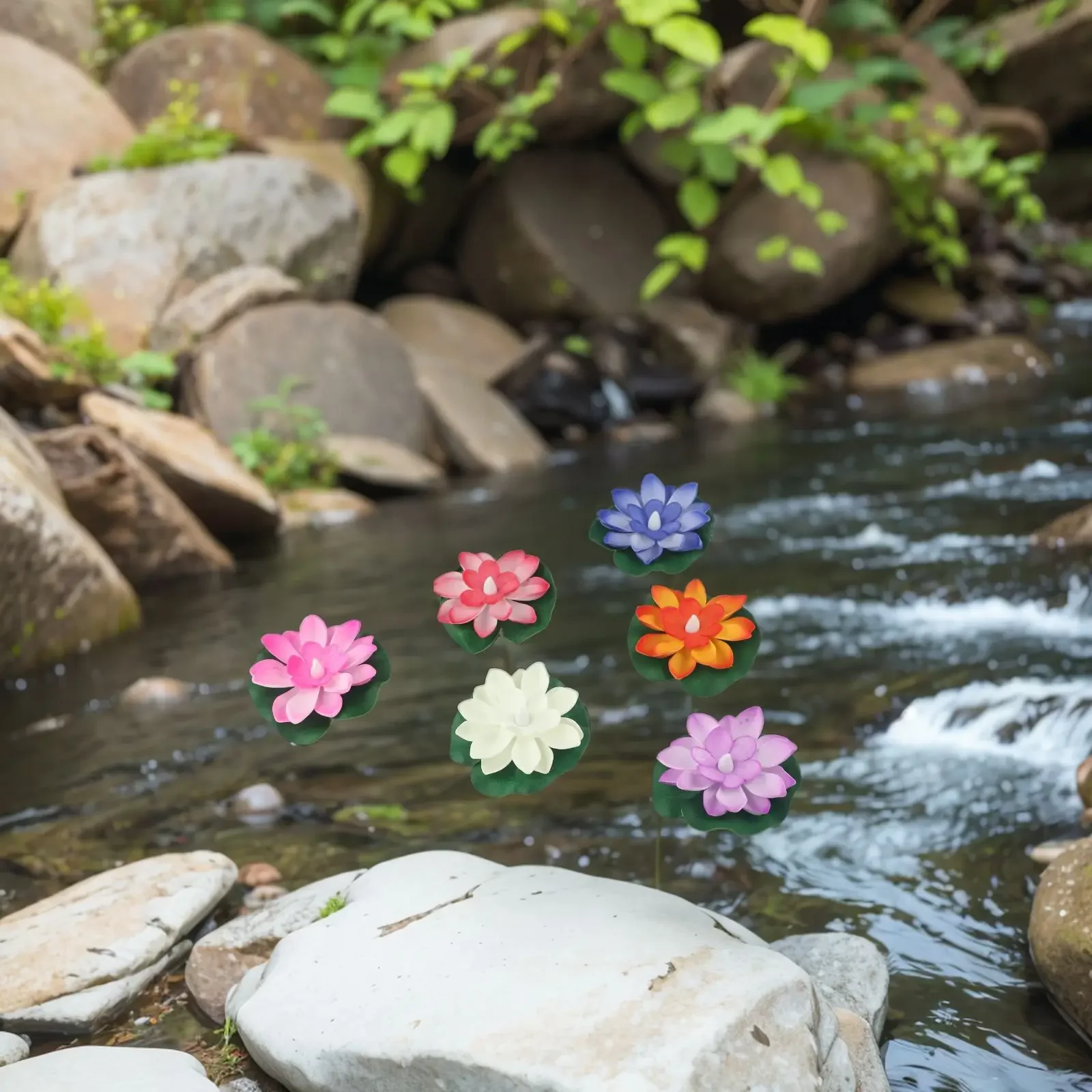 6 шт. искусственный свет светодиодный поддельный водный лилия листья лотоса