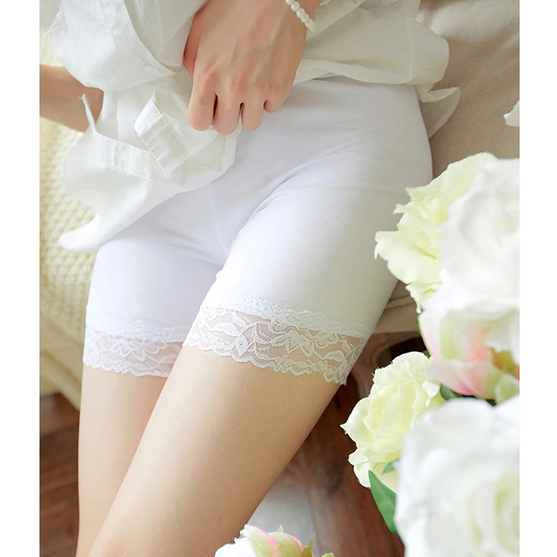 

Spring And Summer New Women Safety Short Pants Middle Waist Safety Short Pants Heigh Quality Hot Sale Lace Solid Color Female