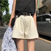 shorts women solid wide leg simple retro bf korean style students school summer hot short womens streetwear leisure soft